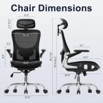 marrap Ergonomic Office Chair, Mesh Seat Cushion with 3D Armrests and 3D Headrest, Adjustable Lumbar Support with 90-120° Rocking Function, Black