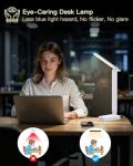 One Beat Desk Lamp with 6 Outlets 4 USB Ports(2×USB-C),Eye Protection Table Lamp Power Strip with 4 Color Modes 5 Brightness Touch LED Desk Lamps for Home Office College Dorm Room Essentials(White