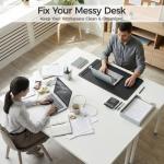 Premium Double-Sided Faux Leather Desk Pad – Non-Slip, Waterproof, with Magnetic Cable Organizer & File Storage – Designed for Offices & Creative Spaces – Durable & Easy to Clean（Black）