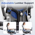 marrap Ergonomic Office Chair, Mesh Seat Cushion with 3D Armrests and 3D Headrest, Adjustable Lumbar Support with 90-120° Rocking Function, Black