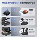 marrap Ergonomic Office Chair, Mesh Seat Cushion with 3D Armrests and 3D Headrest, Adjustable Lumbar Support with 90-120° Rocking Function, Black