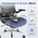 marrap Ergonomic Office Chair, Mesh Seat Cushion with 3D Armrests and 3D Headrest, Adjustable Lumbar Support with 90-120° Rocking Function, Black
