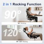 marrap Ergonomic Office Chair, Mesh Seat Cushion with 3D Armrests and 3D Headrest, Adjustable Lumbar Support with 90-120° Rocking Function, Black