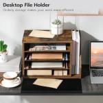 HOOBRO Mail Sorter, Literature Organizer with Adjustable Shelves, Paper Organizer for Office, Home, Wood Countertop File Holders, Mails, Magazines, Rustic Brown FG41WF01