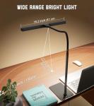 Kaulsoue Desk Lamp for Home Office with Base, Eye-Caring Desk Light with Adjustable Gooseneck, 12W USB Adapter Touch Control 5 Dimmable Brightness & Color Tall Lamp for Work, Computer, Study, Task