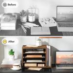 HOOBRO Mail Sorter, Literature Organizer with Adjustable Shelves, Paper Organizer for Office, Home, Wood Countertop File Holders, Mails, Magazines, Rustic Brown FG41WF01