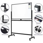 TSJ OFFICE Large Rolling Whiteboard - Dry Erase Magnetic 48 x 32 Inches White Board Height Adjust Double Sides Mobile Portable Easel on Wheels, Dry Erase Board with Stand for Office, Home & Classroom