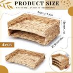 Yeaqee 4 Pcs Stackable Water Hyacinth Letter Tray, 13.4" L x 10" W x 2.4" H A4 File Paper Organizer, Woven Desk Storage Mail Basket for Office Home Magazine Document