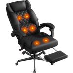 Shahoo Massage Office Chair with Heat & 6 Vibration Points, 400LBS Big and Tall Office Chair with Foot Rest, High Back Ergonomic Reclining Executive Desk Chair for Home Office Desk, PU Leather, Black