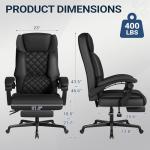 Shahoo Massage Office Chair with Heat & 6 Vibration Points, 400LBS Big and Tall Office Chair with Foot Rest, High Back Ergonomic Reclining Executive Desk Chair for Home Office Desk, PU Leather, Black