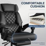 Shahoo Massage Office Chair with Heat & 6 Vibration Points, 400LBS Big and Tall Office Chair with Foot Rest, High Back Ergonomic Reclining Executive Desk Chair for Home Office Desk, PU Leather, Black