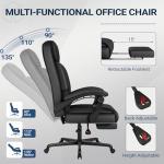 Shahoo Massage Office Chair with Heat & 6 Vibration Points, 400LBS Big and Tall Office Chair with Foot Rest, High Back Ergonomic Reclining Executive Desk Chair for Home Office Desk, PU Leather, Black