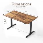 Klicelor Electric Standing Desk 48 Inch, Height Adjustable Desk for Home Office, Sit Stand Up Rising Computer Table with Memory Preset, Rustic Brown