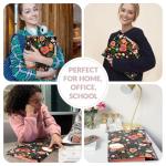 SKYDUE Expanding File Folder with 5 Pockets, Floral Accordion File Organizer for Important Document, Portable Receipt Paper Organizer, School Office Supplies Black