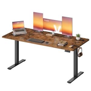 VASAGLE Electric Standing Desk, Height Adjustable Desk, Sedentary Reminder, 4 Memory Heights, for Home Office, 63 x 27.6 Inches, Rustic Brown ULSD316KD02S