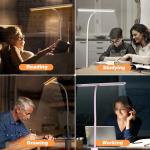 Airlonv LED Desk Lamp for Office Home, Eye-Caring Desk Light with Stepless Dimming Adjustable Flexible Gooseneck, 10W USB Adapter Desk Lamp with Clamp for Reading, Study, Workbench (Pink)