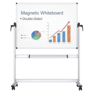 VIZ-PRO Double-Sided Magnetic Mobile Whiteboard, 48 x 36 Inches, Aluminium Frame and Stand