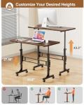 Amztabler Small Standing Desk Adjustable Height, Mobile Stand Up Desk with Wheels, 32 Inch Portable Rolling Desks Conference Room Tables for Walking Pad Treadmill Wood Rustic