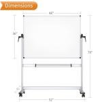 VIZ-PRO Double-Sided Magnetic Mobile Whiteboard, 48 x 36 Inches, Aluminium Frame and Stand