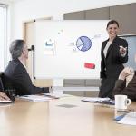 VIZ-PRO Double-Sided Magnetic Mobile Whiteboard, 48 x 36 Inches, Aluminium Frame and Stand