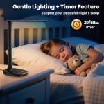 Desk Lamp with Charger, 10%-100% Stepless Dimmable & 5 Color Modes Study Lamp, Touch Control, 30-/60-minute Timer, USB Charging Output Port, CRI≥90, Eye-Caring Foldable LED Desk Lamps for Home Office