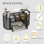 SUPEASY Mesh Desk Organizer, Desk Accessories & Workspace Organizers with Drawers, Pencil Holder for Desk with 9 Compartments for Office Supplies, 8.6 x 4.3 x 4.1 Inch, Black