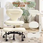 YFO Ergonomic Cross Legged Office Chair and ADHD Meditation Chair with Silent Wheels for Home Office Desk Chair and Yoga, Wider Backrest Support and Storage Pockets Design, PU Leather, Cream