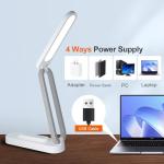 Giryuhd LED Desk Lamp for Office Home & Battery Operated Lamp Rechargeable Lamp Foldable & Portable Light, LED Desk Light Strip, 3 Brightness Dimmable Small Desk Lamp Wireless Reading Lamp (White)