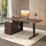 FLEXISPOT 71" Executive Standing Desk with Drawers & PC Case, Secretary Desk with Dual Motor Lift, 222 LBS Capacity, 1" Thick Desktop, Ideal for Home Office Workstation, Black Walnut, 3 Packages