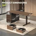 FLEXISPOT 71" Executive Standing Desk with Drawers & PC Case, Secretary Desk with Dual Motor Lift, 222 LBS Capacity, 1" Thick Desktop, Ideal for Home Office Workstation, Black Walnut, 3 Packages