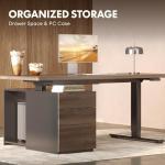 FLEXISPOT 71" Executive Standing Desk with Drawers & PC Case, Secretary Desk with Dual Motor Lift, 222 LBS Capacity, 1" Thick Desktop, Ideal for Home Office Workstation, Black Walnut, 3 Packages