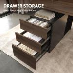 FLEXISPOT 71" Executive Standing Desk with Drawers & PC Case, Secretary Desk with Dual Motor Lift, 222 LBS Capacity, 1" Thick Desktop, Ideal for Home Office Workstation, Black Walnut, 3 Packages