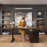 FLEXISPOT 71" Executive Standing Desk with Drawers & PC Case, Secretary Desk with Dual Motor Lift, 222 LBS Capacity, 1" Thick Desktop, Ideal for Home Office Workstation, Black Walnut, 3 Packages