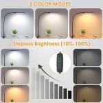 ShineTech LED Desk Lamp with Clamp, Clip On Desk Lamp for Home Office, 3 Color Modes & Stepless Dimming, Flexible Gooseneck Architect Desk Light, Eye Caring Reading Lamp with USB Adapter
