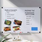 OLIXIS Magnetic White Board, Dry Erase Board for Wall 36" x 24", Whiteboard with 1 Dry Eraser & 2 Multicolor Markers & 4 Magnetic Pins, Aluminium Frame for Home, School, Office, White