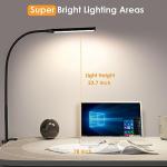 ShineTech LED Desk Lamp with Clamp, Clip On Desk Lamp for Home Office, 3 Color Modes & Stepless Dimming, Flexible Gooseneck Architect Desk Light, Eye Caring Reading Lamp with USB Adapter