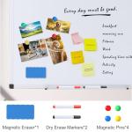 OLIXIS Magnetic White Board, Dry Erase Board for Wall 36" x 24", Whiteboard with 1 Dry Eraser & 2 Multicolor Markers & 4 Magnetic Pins, Aluminium Frame for Home, School, Office, White