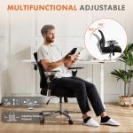 Sweetcrispy Big and Tall Office Desk Chair with Lumbar Support, 500lbs Heavy Duty Mesh Ergonomic Computer Chair with 4D Armrest and Wide Comfy Seat, Wheels for Adult, Black