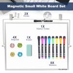 TSJ OFFICE Small White Board - 12 X 16 Inches Small Magnetic Dry Erase Board with Hooks for Wall, Desktop Whiteboard Stand 360 Degrees Revolving Double Sided for Office, Home, School, Silver