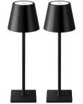 KDG 2 Pack Cordless Table Lamp, Portable LED Desk Lamps, 5000mAh Battery Operated, 3 Color Stepless Dimming Up, for Restaurant, Bedroom, Outdoor Camping, Coffee Shop, Night Light, Rechargeable (Black)
