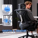 Ergonomic Office Chair with Footrest - Adjustable Lumbar Support & Headrest, 90-160° Reclining Mesh Back Computer Chair - Home Office/Gaming, 350lbs Capacity