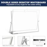 TSJ OFFICE Small White Board - 12 X 16 Inches Small Magnetic Dry Erase Board with Hooks for Wall, Desktop Whiteboard Stand 360 Degrees Revolving Double Sided for Office, Home, School, Silver