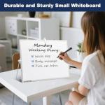 TSJ OFFICE Small White Board - 12 X 16 Inches Small Magnetic Dry Erase Board with Hooks for Wall, Desktop Whiteboard Stand 360 Degrees Revolving Double Sided for Office, Home, School, Silver