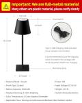 KDG 2 Pack Cordless Table Lamp, Portable LED Desk Lamps, 5000mAh Battery Operated, 3 Color Stepless Dimming Up, for Restaurant, Bedroom, Outdoor Camping, Coffee Shop, Night Light, Rechargeable (Black)