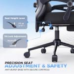 Ergonomic Office Chair with Footrest - Adjustable Lumbar Support & Headrest, 90-160° Reclining Mesh Back Computer Chair - Home Office/Gaming, 350lbs Capacity