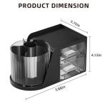 Marbrasse Desk Organizer with 2 Drawer, 360°Rotating Pen Holder, Desk Organizers and Accessories with 6 Slots Pencil Holder + 2 Drawer, Art Supply Storage Box Caddy for Office (Black)