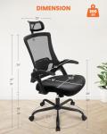 NEO Chair Office Chair High Back Desk Chair Comfy Gaming Computer Mesh Seat with Ergonomic Lumbar Adjustable Headrest Rolling Flip-up Armrests and Wheels (All Black)