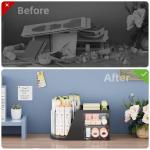 Marbrasse Desk Organizer with 2 Drawer, 360°Rotating Pen Holder, Desk Organizers and Accessories with 6 Slots Pencil Holder + 2 Drawer, Art Supply Storage Box Caddy for Office (Black)