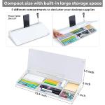 Varhomax Glass Desk Whiteboard with Storage, Desktop Organizer to-do List Memo Notepad Dry Erase White Board for Home Office and School Supplies (White)