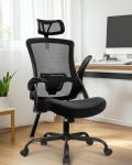 NEO Chair Office Chair High Back Desk Chair Comfy Gaming Computer Mesh Seat with Ergonomic Lumbar Adjustable Headrest Rolling Flip-up Armrests and Wheels (All Black)